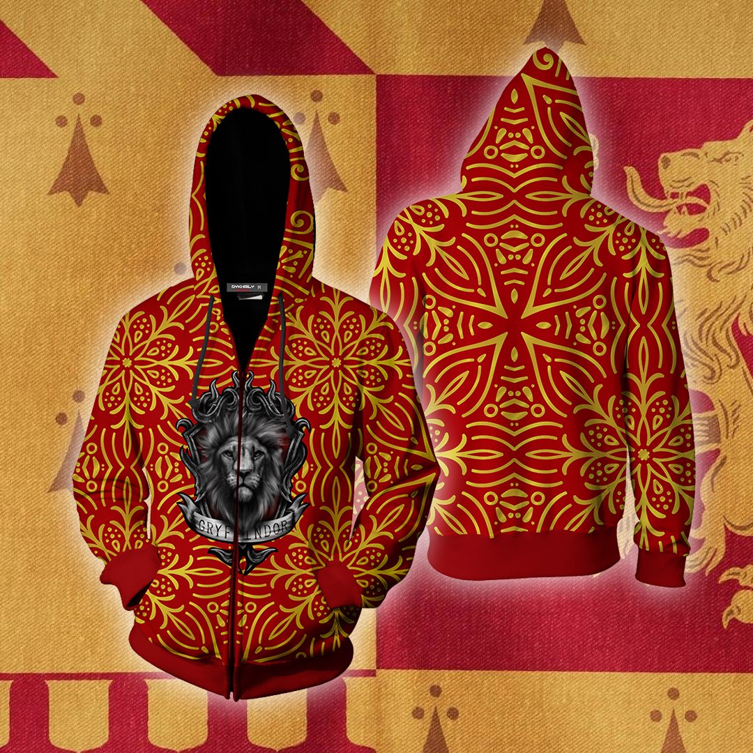 House Gryffindor Brave At Heart Harry Potter Zip Up Hoodie
