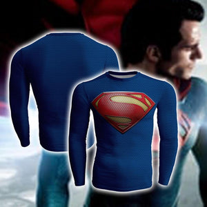 Superman Christopher Reeve Cosplay Long Sleeve Compression T-shirt