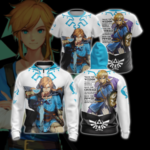 The Legend Of Zelda Link WISDOM COURAGE POWER  Unisex 3D T-shirt Zip Hoodie Pullover Hoodie