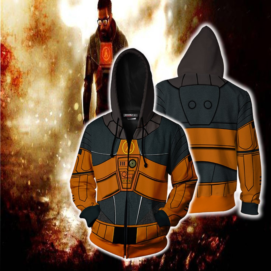 Half-Life Gordon Freeman Cosplay Zip Up Hoodie Jacket