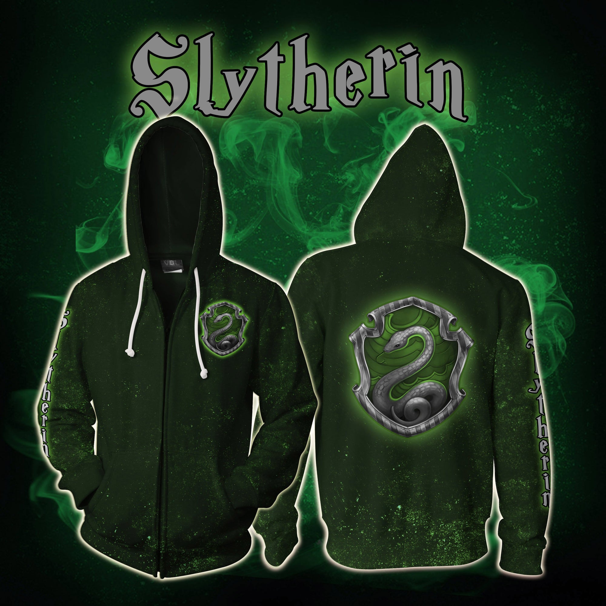 Slytherin Logo (Harry Potter) 3D Zip Up Hoodie