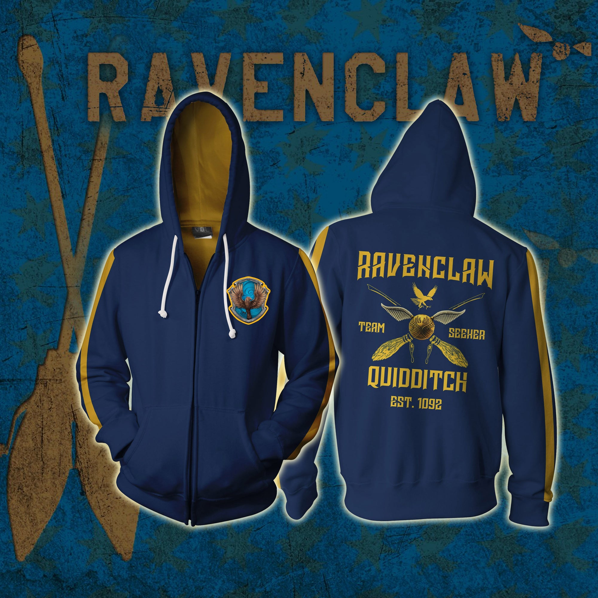 Ravenclaw Quidditch Team Est 1092 Harry Potter Zip Up Hoodie