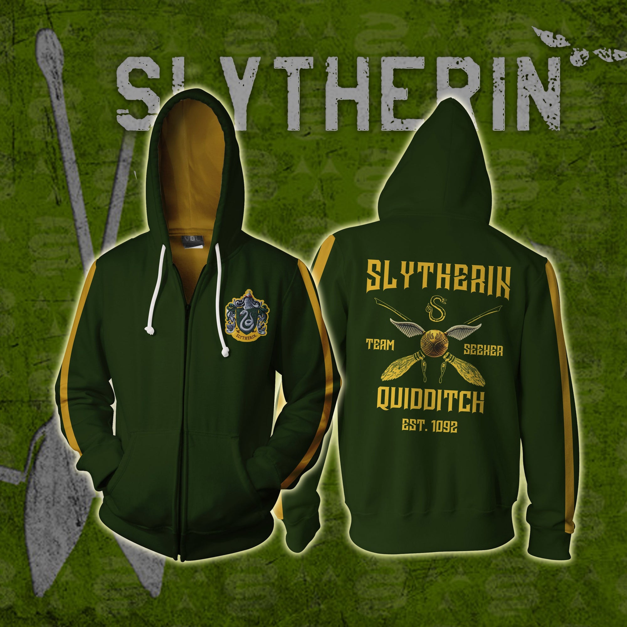 Slytherin Quidditch Team Harry Potter Zip Up Hoodie