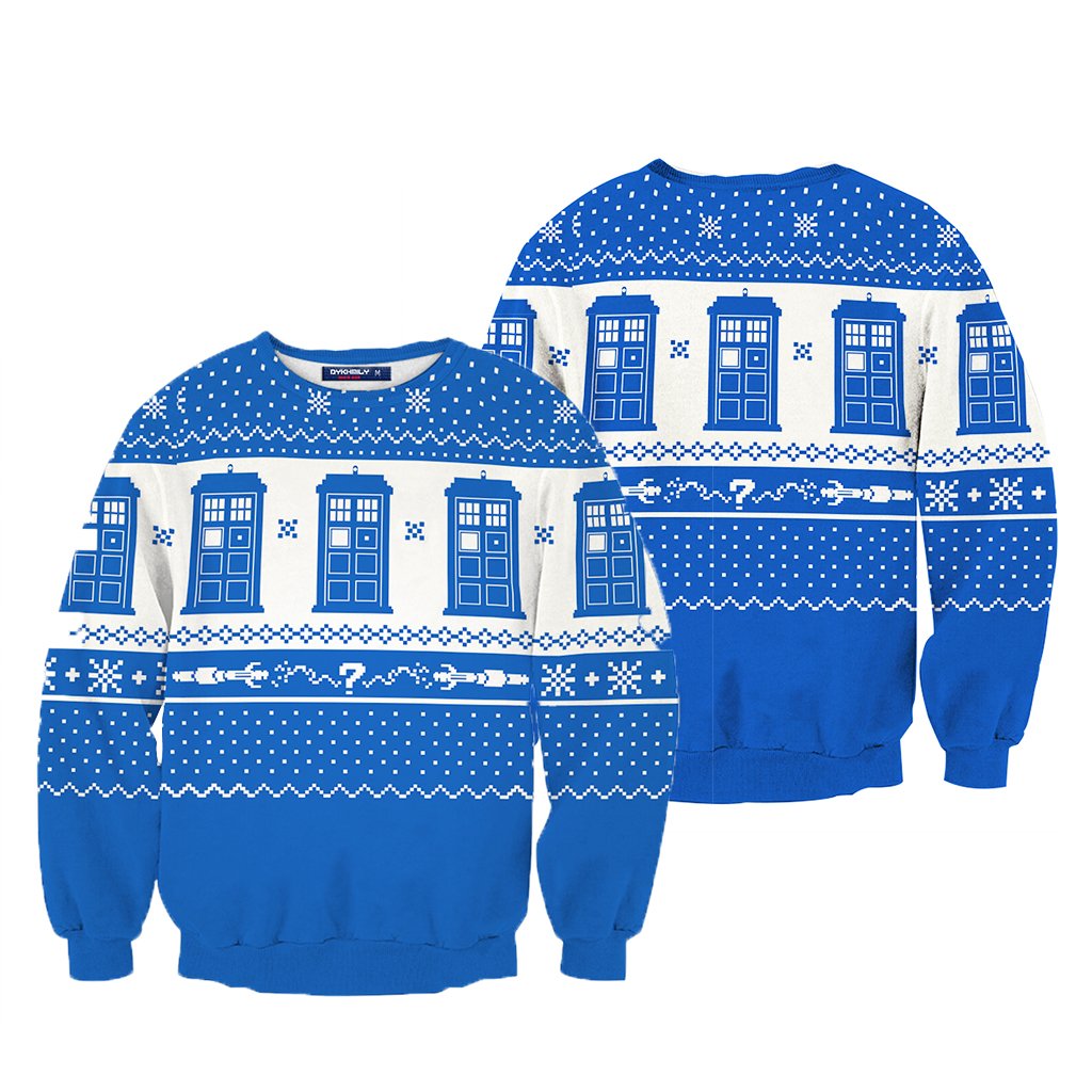 Doctor Who TARDIS Ugly Christmas 3D Sweater