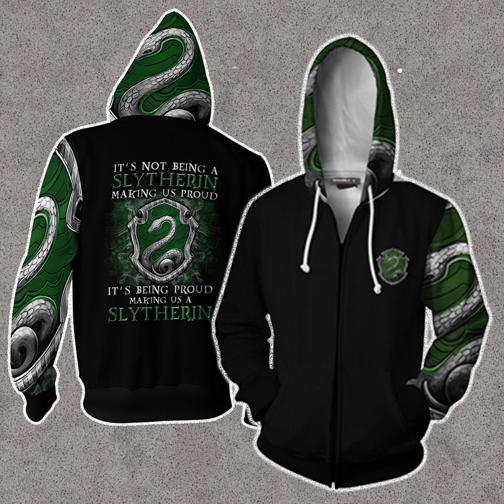 It's Being Proud Making Us A Slytherin Harry Potter New Collection Zip Up Hoodie