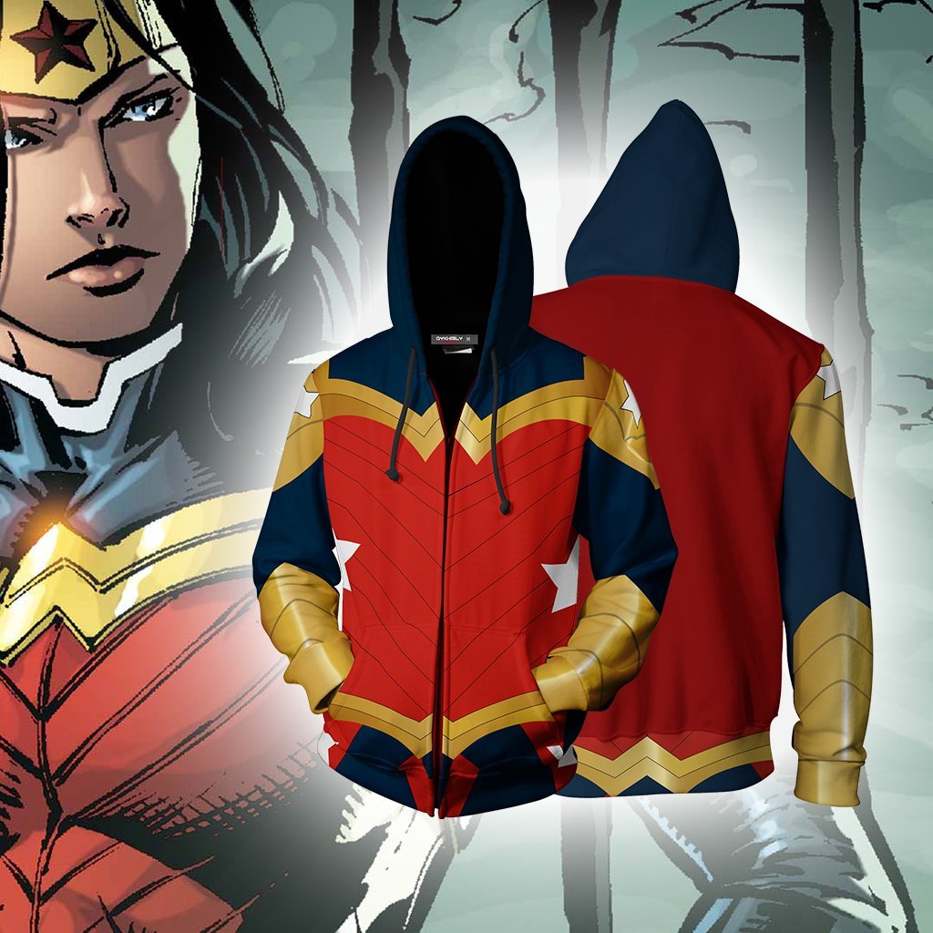 Wonder Woman Cosplay Zip Up Hoodie Jacket