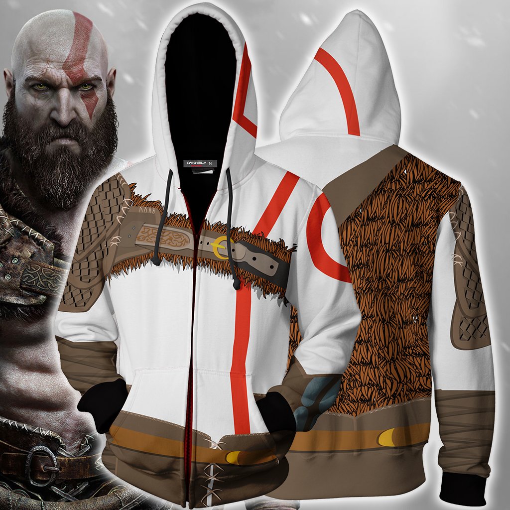 God Of War Kratos Cosplay Zip Up Hoodie Jacket
