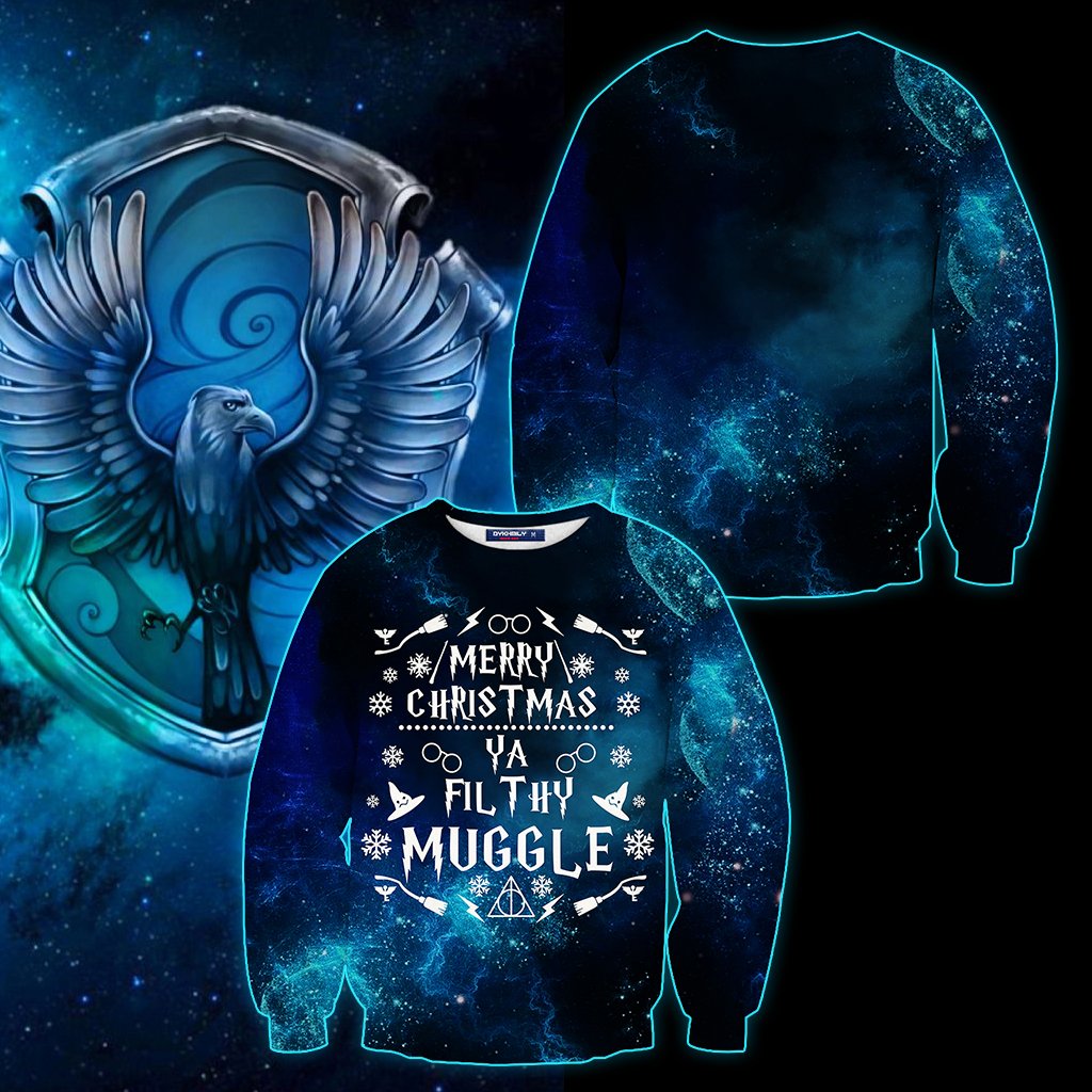 Ravenclaw Merry Christmas Ya Filthy Muggle Harry Potter 3D Sweater