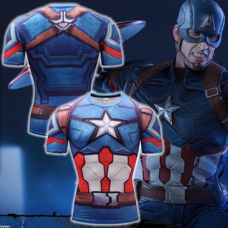 Captain America: Civil War Chris Evans Cosplay Short Sleeve Compression T-shirt