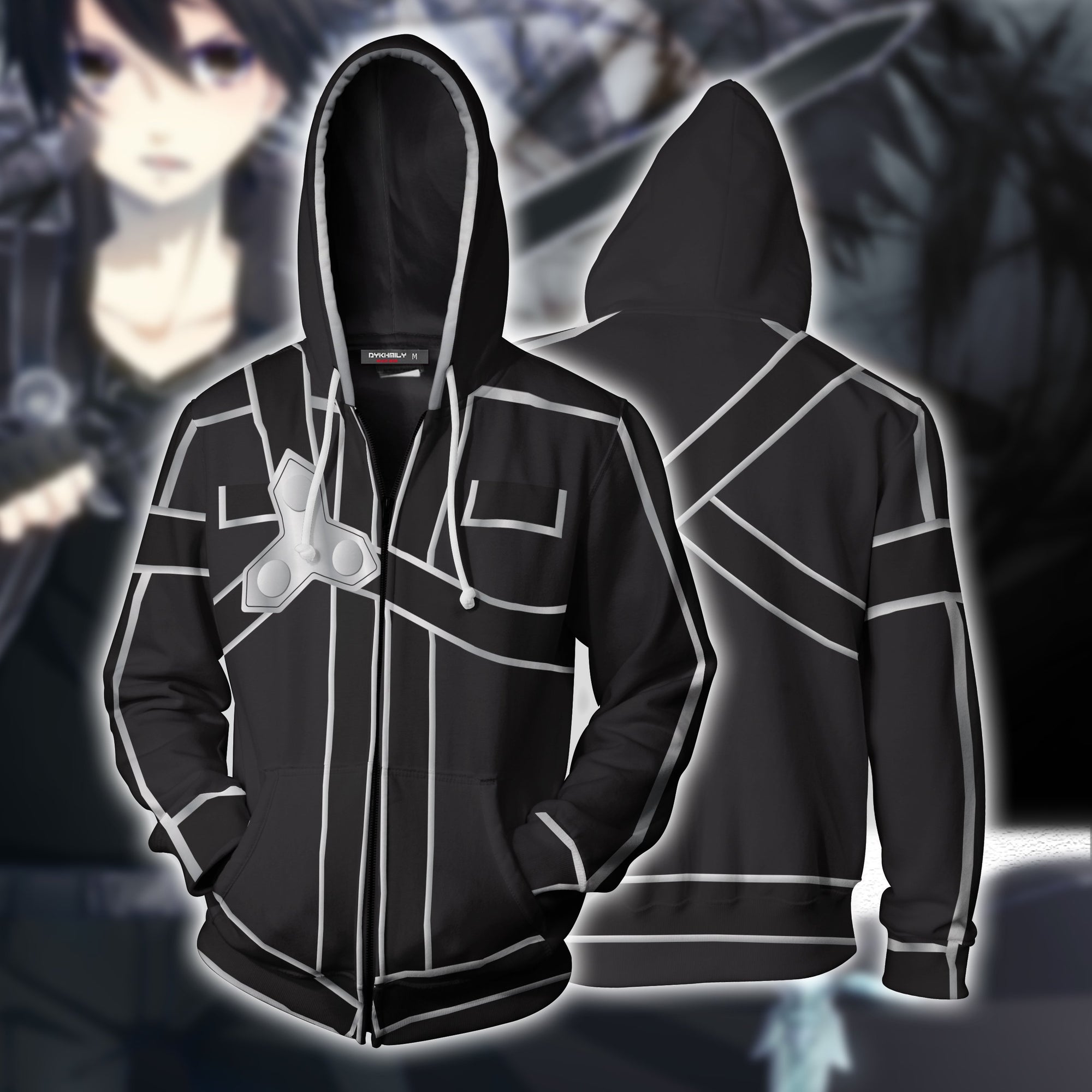 Sword Art Online Kirito Cosplay Zip Up Hoodie Jacket