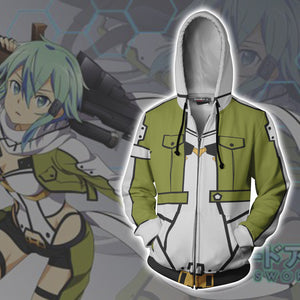 Sinon Sword Art Online Cosplay Zip Up Hoodie Jacket