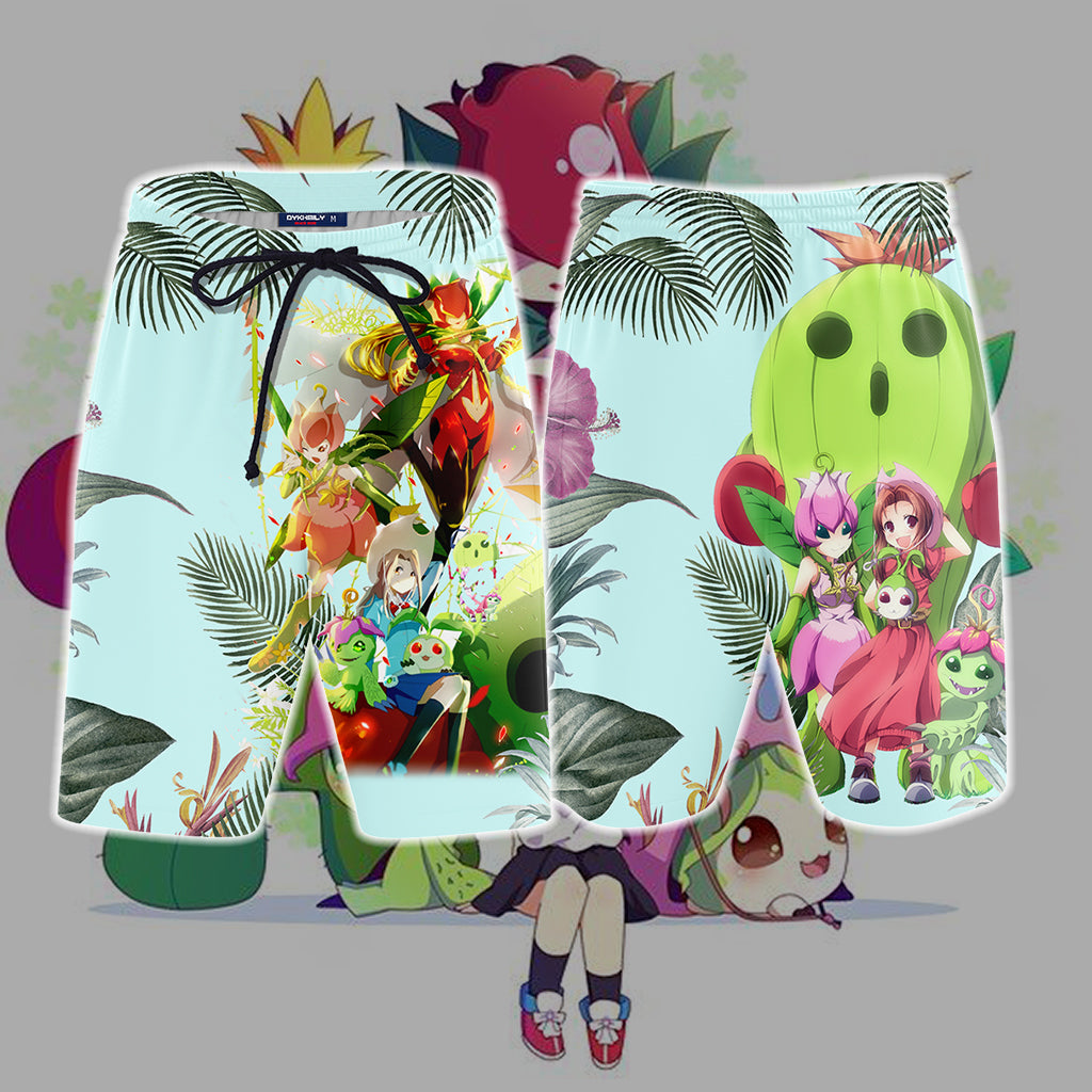 Digimon Palmon Evolution Line Beach Shorts