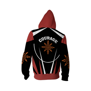 Digimon The Crest Of Courage New Look Unisex Zip Up Hoodie Jacket