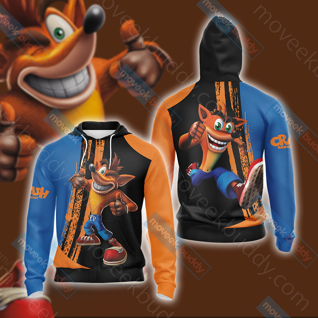 Crash Bandicoot New Look Unisex Zip Up Hoodie Jacket
