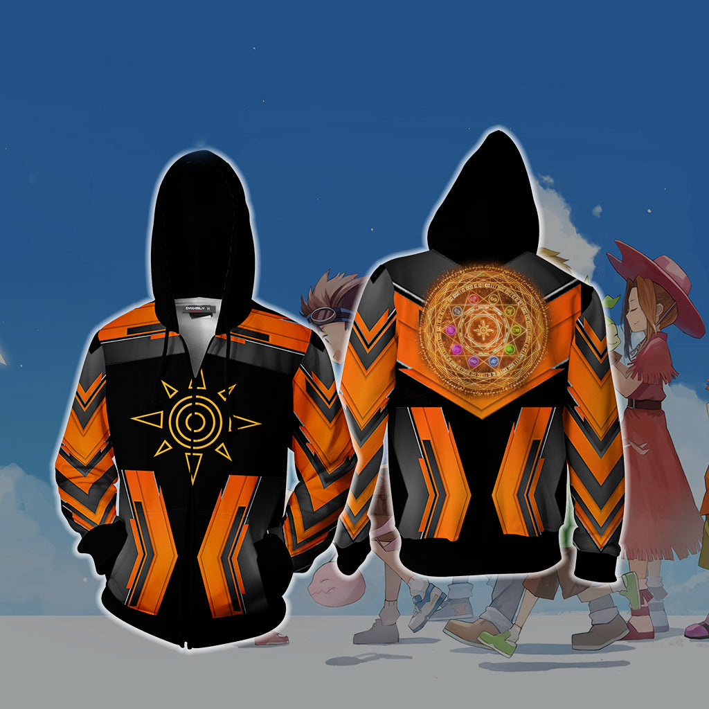 Digimon The Crest Of Courage New Look Zip Up Hoodie Jacket