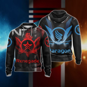  Mass Effect Paragon and Renegade symbol Unisex 3D T-shirt Zip Hoodie Pullover Hoodie 